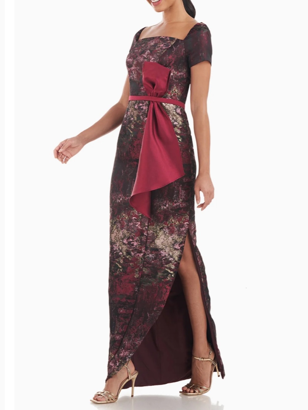 Kay Unger Burgundy Fall Formal Layne Column Gown